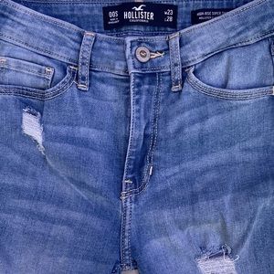 high waisted blue skinny jeans